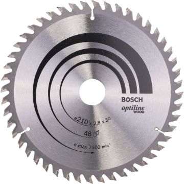 Bosch circular saw blade Optiline Wood,  210mm, 48Z (bore 30mm, for hand-held circular saws) Bosch circular saw blade Optiline Wood,  210mm, 48Z (bore 30mm, for hand-held circular saws)