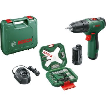 Bosch cordless drill driver EasyDrill 1200 + 34-piece bit and drill set (green/black, 2x Li-ion battery 1.5Ah, case) Bosch cordless drill driver EasyDrill 1200 + 34-piece bit and drill set (green/black, 2x Li-ion battery 1.5Ah, case)