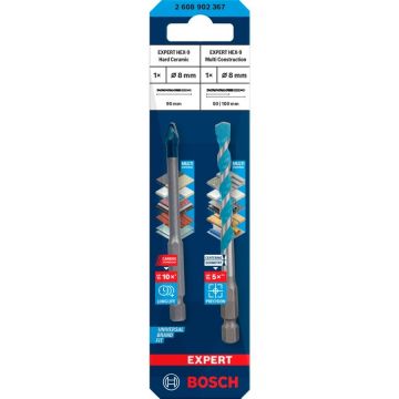 Bosch Expert HEX-9 HardCeramic + HEX-9 MultiConstruction drill bit set, ? 8mm (2-piece) Bosch Expert HEX-9 HardCeramic + HEX-9 MultiConstruction drill bit set, ? 8mm (2-piece)