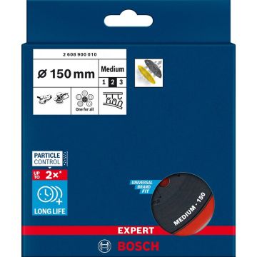 Bosch Expert multi-hole backing pad, medium hard, 150mm, M8, sanding pad (black, for Bosch eccentric sanders) Bosch Expert multi-hole backing pad, medium hard, 150mm, M8, sanding pad (black, for Bosch eccentric sanders)