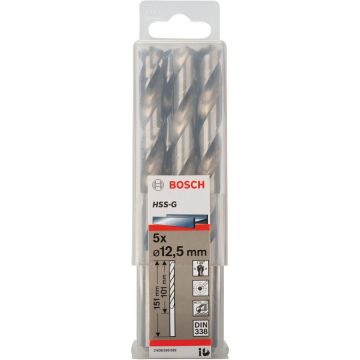 Bosch metal drill HSS-G, 12.5mm (5 pieces, working length 101mm) Bosch metal drill HSS-G, 12.5mm (5 pieces, working length 101mm)