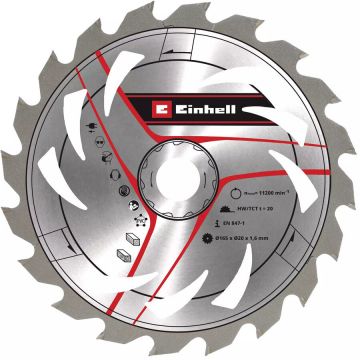 circular saw blade HM, O 165 x 20mm, 1.6mm, 20Z for plunge saw TE-PS 165, cordless hand-held circular saw TE-CS 18/165-1 Li etc. circular saw blade HM, O 165 x 20mm, 1.6mm, 20Z for plunge saw TE-PS 165, cordless hand-held circular saw TE-CS 18/165-1 Li etc.
