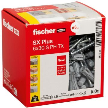 dowel SX Plus 6x30 PH TX (light grey, 100 pieces, with TORX screw) dowel SX Plus 6x30 PH TX (light grey, 100 pieces, with TORX screw)