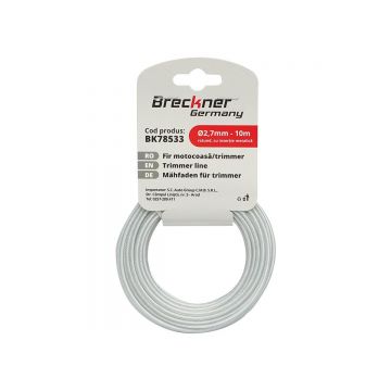 Fir rotund cu insertie metalica pentru motocoasa 2.7mmx10m, Cod: BK78533, Brand: BRECKNER GERMANY Fir rotund cu insertie metalica pentru motocoasa 2.7mmx10m, Cod: BK78533, Brand: BRECKNER GERMANY