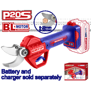 Foarfeca electrica pentru vie fara acumulator si incarcator, motor fara perii (brushless), 20 30mm - ELSL20305, EMTOP