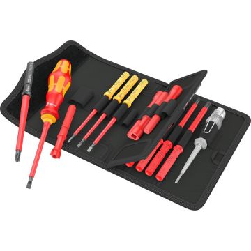 Kraftform Kompakt VDE 18 Universal 1 Tool Finder, 18-piece, screwdriver red/yellow, including plug-in handle, phase tester, VDE interchangeable blades Kraftform Kompakt VDE 18 Universal 1 Tool Finder, 18-piece, screwdriver red/yellow, including plug-in handle, phase tester, VDE interchangeable blades