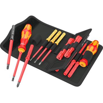 Kraftform Kompakt VDE 18 Universal 2 Tool Finder, 18-piece, screwdriver red/yellow, including 2 plug-in handles, VDE interchangeable blades Kraftform Kompakt VDE 18 Universal 2 Tool Finder, 18-piece, screwdriver red/yellow, including 2 plug-in handles, VDE interchangeable blades