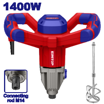 Mixer electric 1400W, cutie viteze din aluminiu, set extra perii motor, tel inclus - EMXR14001, EMTOP