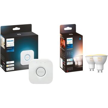 Philips HUE White Ambiance GU10 + Bridge, LED lamp twin pack, replaces 35 watts, incl. Hue Bridge Philips HUE White Ambiance GU10 + Bridge, LED lamp twin pack, replaces 35 watts, incl. Hue Bridge
