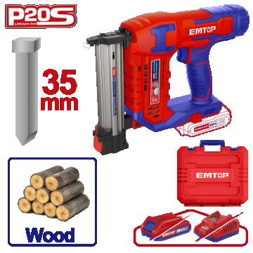 Pistol Capsator de cuie fara acumulator, 35mm, cutie de transport - ELBNLi3505, EMTOP