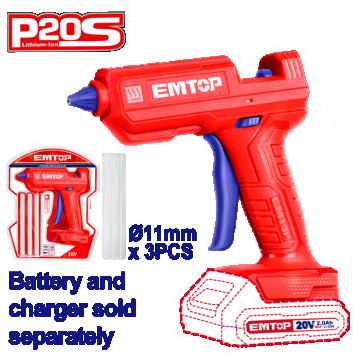 Pistol de lipit fara incarcator si acumulator, 11mm, 3buc clei 150mm - ELGG2002, EMTOP