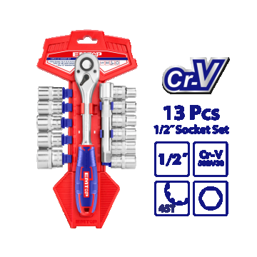 Set tubulare cu clichet 1 2,  ³ 13 buc - ESKT12131, EMTOP