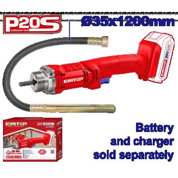 Vibrator de beton fara acumulator si incarcator, 35x1200mm - ECVL202301, EMTOP