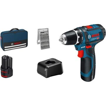 Bosch cordless screwdriver GSR 12V-15 Professional Set, drill (blue/black, 2x Li-ion battery 2.0Ah, 25 bits) Bosch cordless screwdriver GSR 12V-15 Professional Set, drill (blue/black, 2x Li-ion battery 2.0Ah, 25 bits)