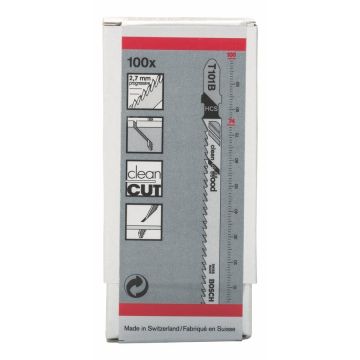 Bosch HCS jigsaw blade Clean for Wood T101B - 100-pack - 2608637876 Bosch HCS jigsaw blade Clean for Wood T101B - 100-pack - 2608637876