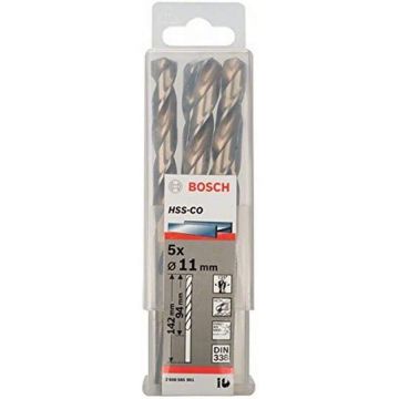 Bosch Metal twist drill HSS-Co, DIN 338,  11.0mm (5 pieces, working length 94mm) Bosch Metal twist drill HSS-Co, DIN 338,  11.0mm (5 pieces, working length 94mm)