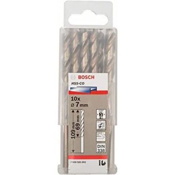 Bosch Metal twist drill HSS-Co, DIN 338,  7.0mm (10 pieces, working length 69mm) Bosch Metal twist drill HSS-Co, DIN 338,  7.0mm (10 pieces, working length 69mm)
