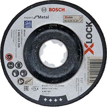 Bosch roughing X-LOCK Expert for Metal 115mm cranked grinding wheel (115 x 6 x Length 22.23mm) Bosch roughing X-LOCK Expert for Metal 115mm cranked grinding wheel (115 x 6 x Length 22.23mm)