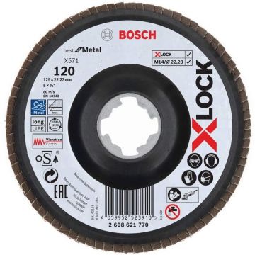 Bosch X-LOCK serrated lock washer X571 Best for Metal, O 125mm, grinding disc (K120, angled version) Bosch X-LOCK serrated lock washer X571 Best for Metal, O 125mm, grinding disc (K120, angled version)
