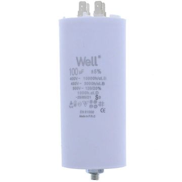 Condensator Pornire Motor 400V 100uF White Condensator Pornire Motor 400V 100uF White