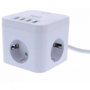 Prelungitor 3 prize 3m 4x USB cu protectie cablu 3x1.5mmp Prelungitor 3 prize 3m 4x USB cu protectie cablu 3x1.5mmp