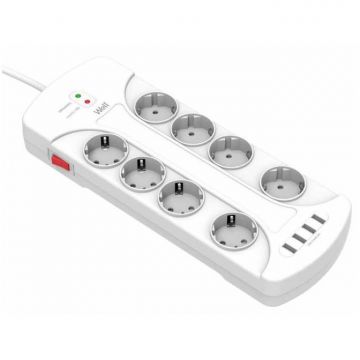 Prelungitor 8 prize 3m 4x USB cu protectie la suprasarcina si supratensiune cablu 3x1.5mmp Prelungitor 8 prize 3m 4x USB cu protectie la suprasarcina si supratensiune cablu 3x1.5mmp