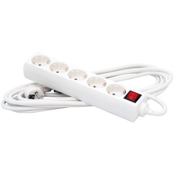Prelungitor cu protectie PP-5-30 5 prize 3m alb Prelungitor cu protectie PP-5-30 5 prize 3m alb