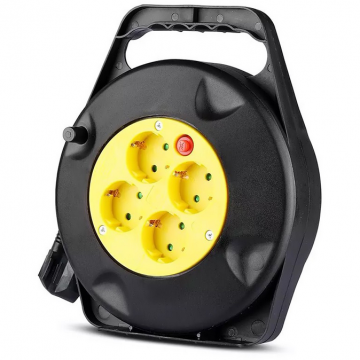 Prelungitor cu rola 8781 4 prize 10m Negru / Galben Prelungitor cu rola 8781 4 prize 10m Negru / Galben