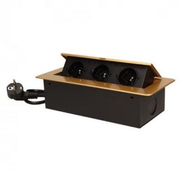 Priza Schuko OR-AE-1337(GS)/C 3 Prize Sschuko Incastrabila 230V 3600W Cablu 1.5M IP20 Auriu/Negru Priza Schuko OR-AE-1337(GS)/C 3 Prize Sschuko Incastrabila 230V 3600W Cablu 1.5M IP20 Auriu/Negru