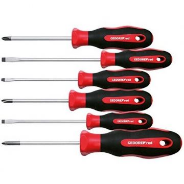 Red 2K screwdriver set, 6 pieces (red / black) Red 2K screwdriver set, 6 pieces (red / black)