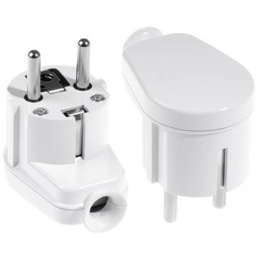 Stecher Shuko cu Iesire Laterala WT-16U Alb Stecher Shuko cu Iesire Laterala WT-16U Alb