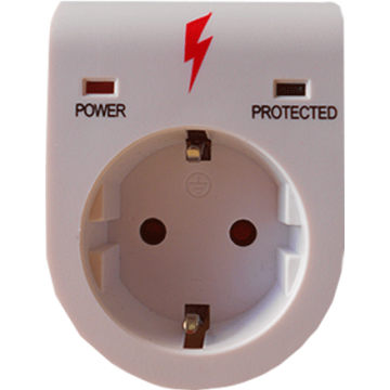 Adaptor Priza cu protectie la supratensiune 1 Priza Schuko 250V Alb Adaptor Priza cu protectie la supratensiune 1 Priza Schuko 250V Alb