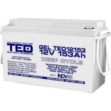 Baterie cu gel 12V, 153Ah, terminal M8, TED TED003515 Baterie cu gel 12V, 153Ah, terminal M8, TED TED003515