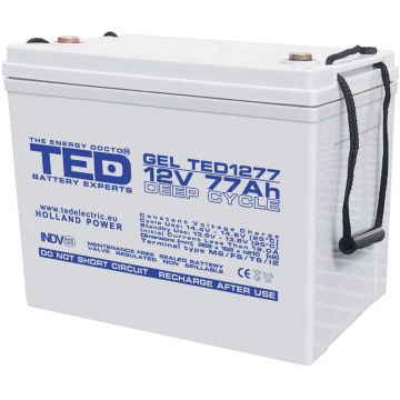 Baterie cu GEL 12V 77 AH TED Deep Cycle TED003409 Baterie cu GEL 12V 77 AH TED Deep Cycle TED003409