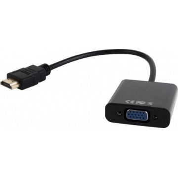 Cablu adaptor de la HDMI Tata la VGA Mama + Jack Audio 3.5 mm, Gembird A-HDMI-VGA-03