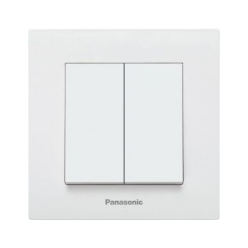 Comutator simplu alb cu 2 butoane, montaj incastrat, IP 20, Karre Plus Panasonic P-KP2 Comutator simplu alb cu 2 butoane, montaj incastrat, IP 20, Karre Plus Panasonic P-KP2
