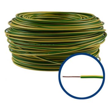 Conductor FY 1,5 mm, solid, 100 m, FY1.5-GALBEN-VERDE