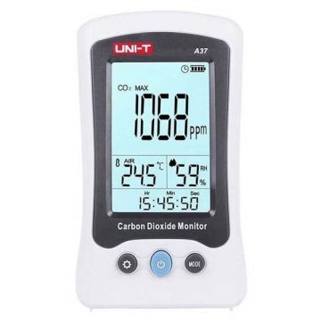 Detector standalone de CO2. temperatura si umiditate cu alarma sonora Unit-t A37 Detector standalone de CO2. temperatura si umiditate cu alarma sonora Unit-t A37
