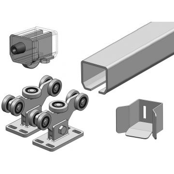 Feronerie poarta culisanta autoportanta in consola, galvanizata, metal rezistent, 550KG, C75/5