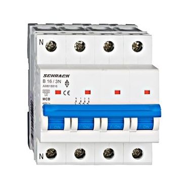 Intrerupator automat, 4P, 16A, 6KA, B, Schrack AM618816