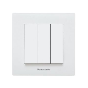 Intrerupator triplu alb, 3 butoane, montaj incastrat, IP 20, Karre Plus Panasonic P-KP3 Intrerupator triplu alb, 3 butoane, montaj incastrat, IP 20, Karre Plus Panasonic P-KP3