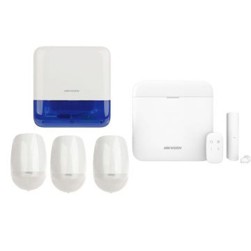 Kit sistem de alarma, wireless, 32 partitii, 96 zone, 3G/4G, 4 zone, sirena de exterior,  Hikvision, KITAXPRO96+4Z+SIR
