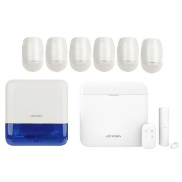 Kit sistem de alarma, wireless, 32 partitii, 96 zone, 3G/4G, 7 zone, sirena de exterior,  Hikvision, KITAXPRO96+7Z+SIR