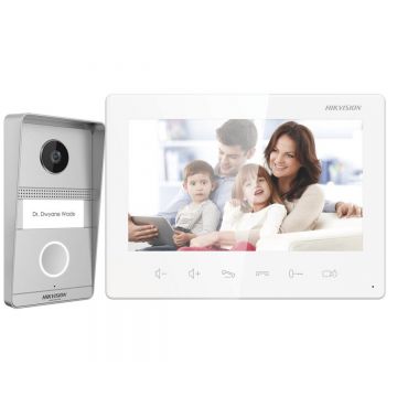 Kit videointerfon Hikvision, 2 fire, montaj aplicat, DS-KIS101-P/S