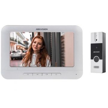 Kit videointerfon Hikvision 4 Fire FULL HD, 7 inch, DS-KIS202T