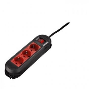 Prelungitor cu intrerupator 47883 Colour 3 prize 1.5m negru / rosu Prelungitor cu intrerupator 47883 Colour 3 prize 1.5m negru / rosu