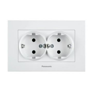 Priza dubla SCHUKO, 250V 16A, alb, IP20, montaj incastrat, Karre Plus Panasonic P-KPS2 Priza dubla SCHUKO, 250V 16A, alb, IP20, montaj incastrat, Karre Plus Panasonic P-KPS2