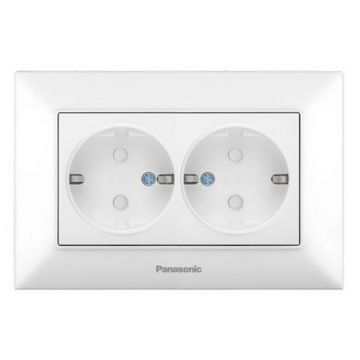 Priza SCHUKO dubla 2P+E cu obturator protectie copil 16A 250V alb, P-AS2.COP Priza SCHUKO dubla 2P+E cu obturator protectie copil 16A 250V alb, P-AS2.COP