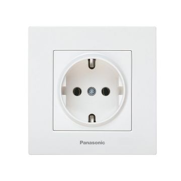Priza simpla SCHUKO, monobloc, 250V 16A, montaj incastrat, alb, IP20, Karre Plus Panasonic P-KPS Priza simpla SCHUKO, monobloc, 250V 16A, montaj incastrat, alb, IP20, Karre Plus Panasonic P-KPS
