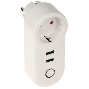 Priza Smart, cu Wi-Fi, 2300W, 240V, compatibila cu Tuya Smart, Alexa, Google, Safer SOK2USBTU